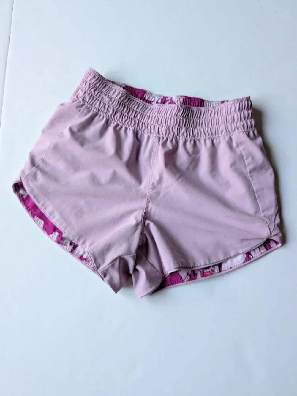 Avia Athletic Active Reversible Floral Magenta Running Shorts Girls L(10-12)